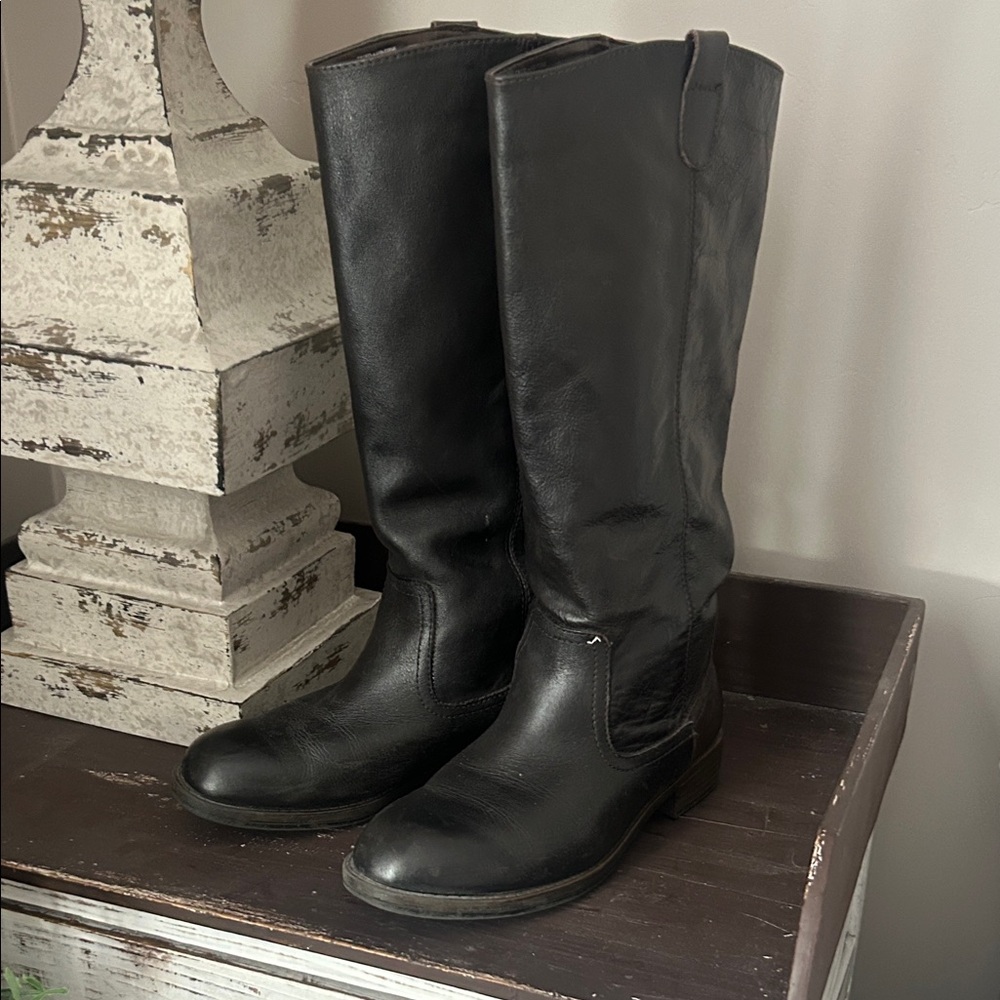 Black Leather Tall Riding Boots